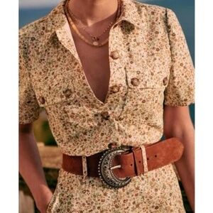 Sezane Manhatt Jumpsuit Beige Flowers - Size 2